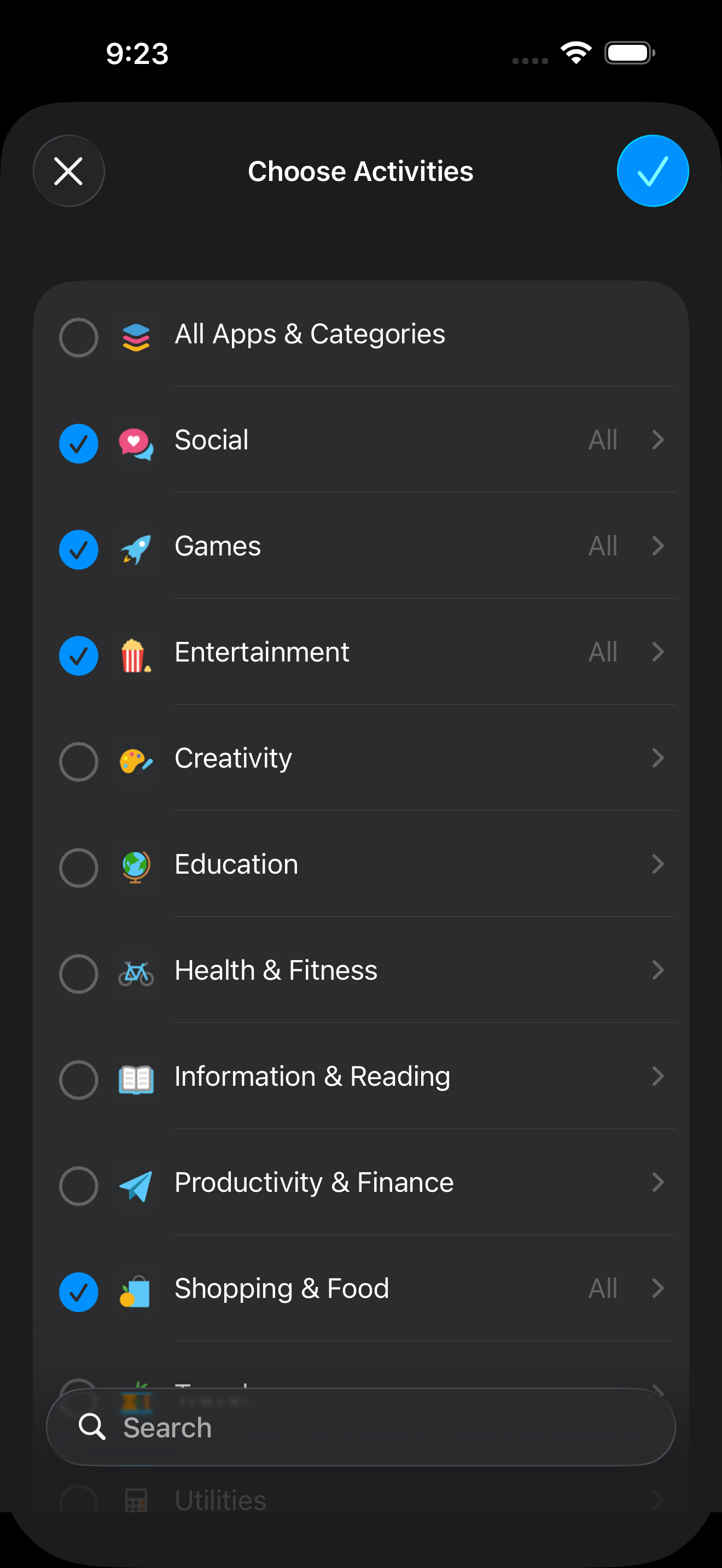 Zone app selection