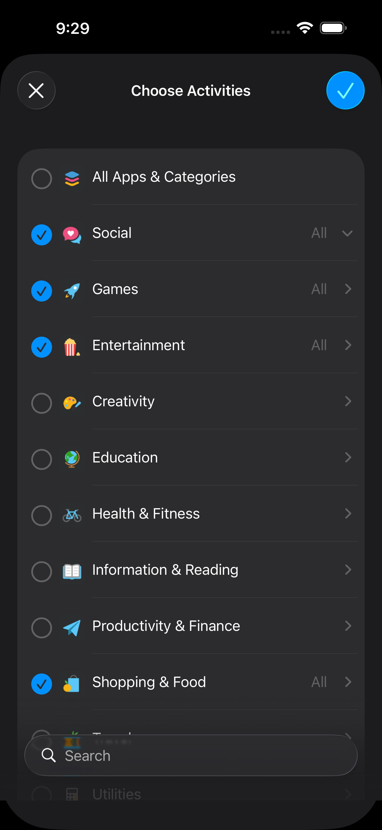 Zone app selection