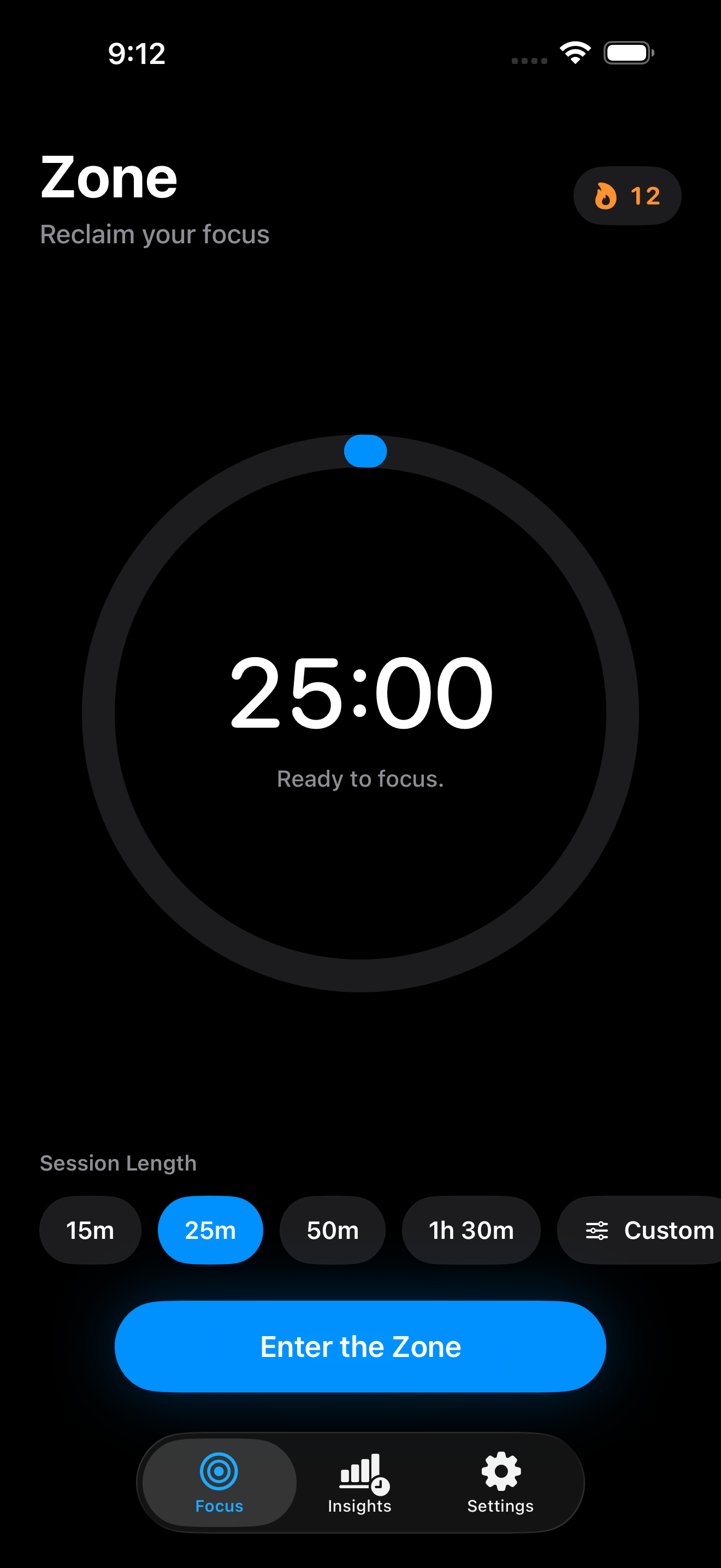 Zone timer interface