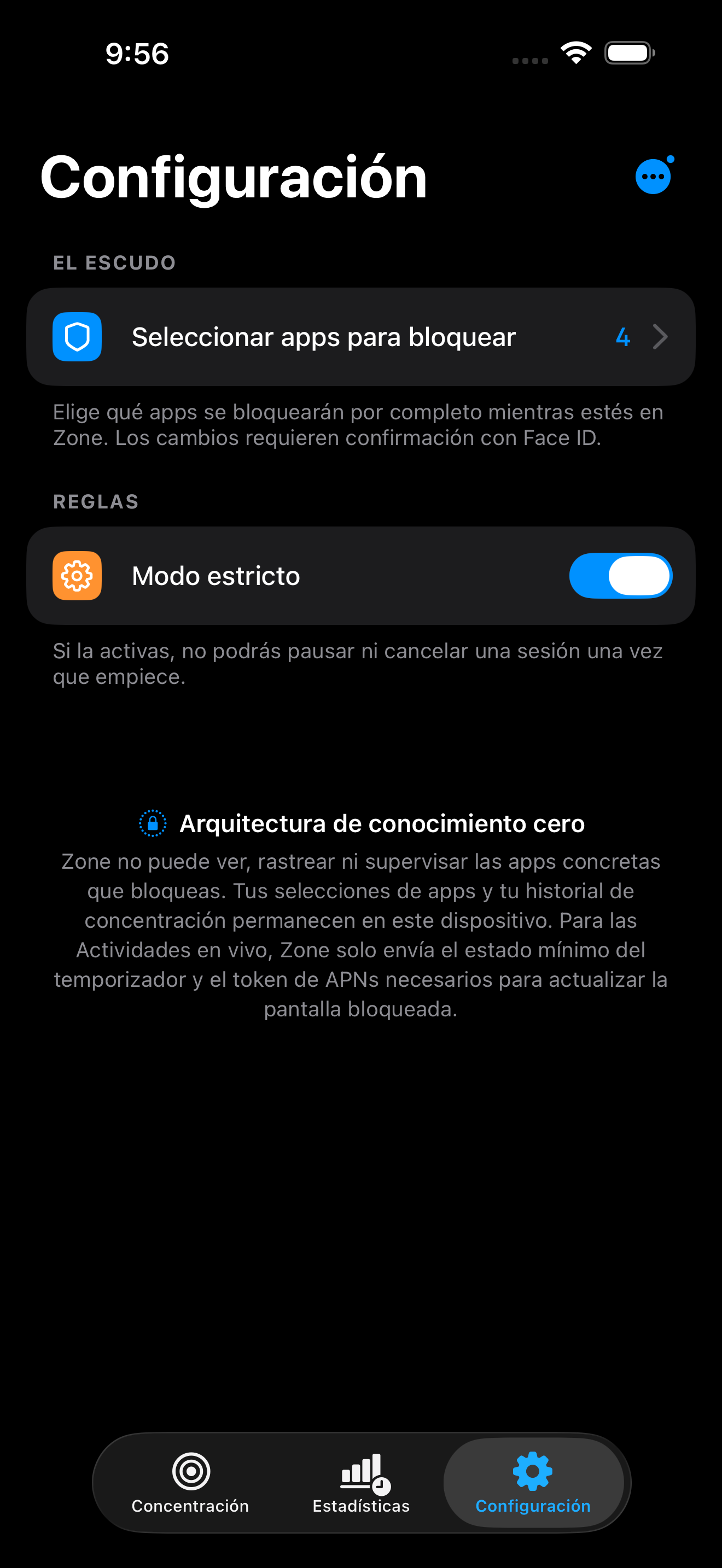 Configuración del Modo estricto de Zone